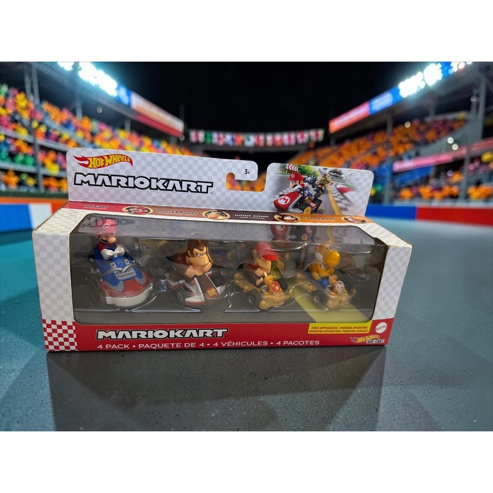 Hot Wheels Mario Kart 4-Pack Diecast Karts Mario Donkey Kong 1:64 Unopened